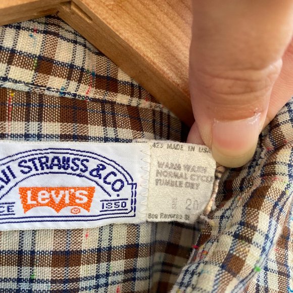 Vintage Levi's Men's Button Down Long Sleeve Rainbow Speckled Size 20 - Picture 7 of 7